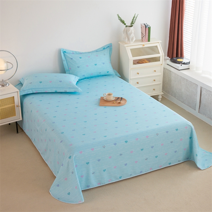 91家纺网 家纺一手货源 找家纺 首爱 2025新款原棉老粗布床单款三件套 心心相印