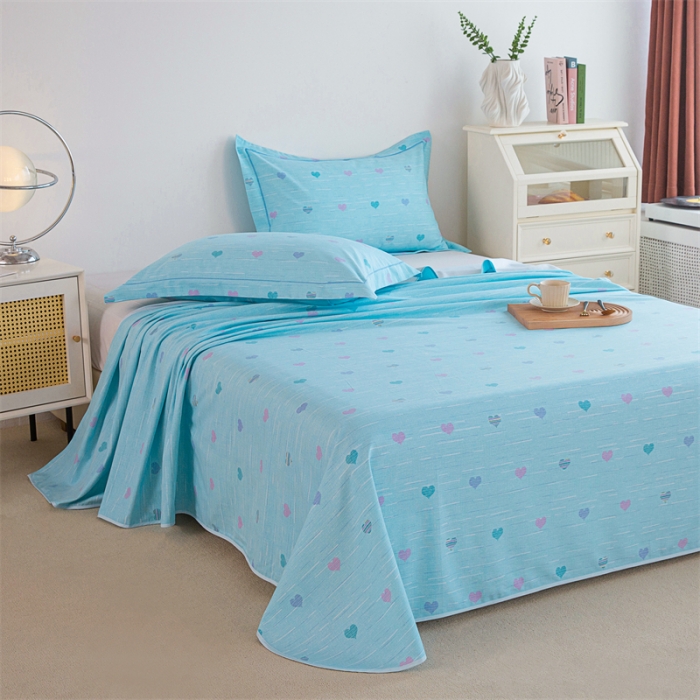 91家纺网 家纺一手货源 找家纺 首爱 2025新款原棉老粗布床单款三件套 心心相印