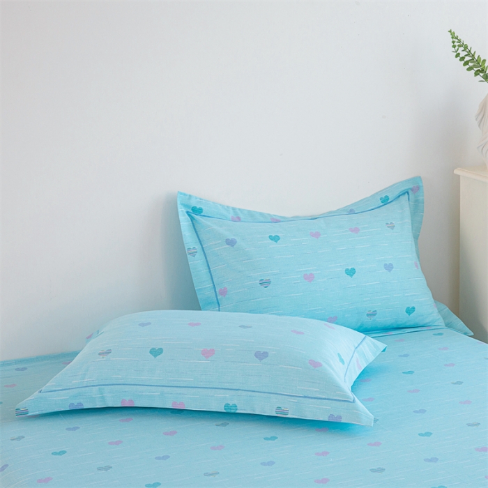 91家纺网 家纺一手货源 找家纺 首爱 2025新款原棉老粗布床单款三件套 心心相印