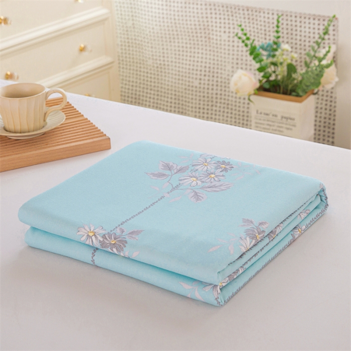 91家纺网 家纺一手货源 找家纺 首爱 2025新款原棉老粗布床单款三件套 悠然绽放—蓝