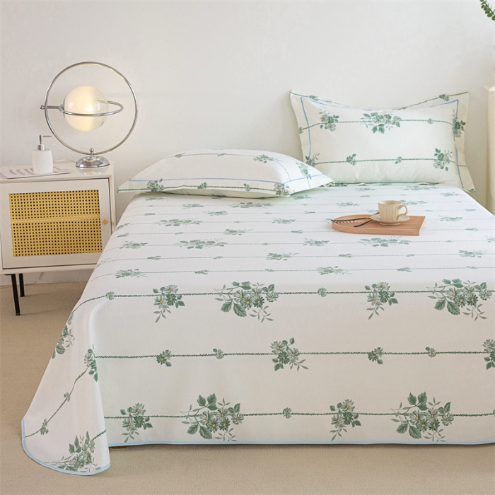 91家纺网 家纺一手货源 找家纺 首爱 2025新款原棉老粗布床单款三件套 悠然绽放—米