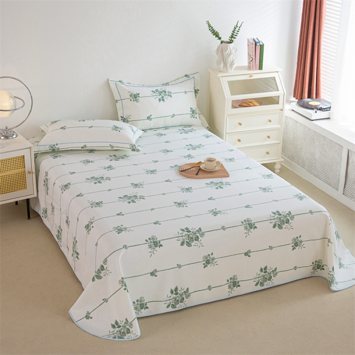 91家纺网 家纺一手货源 找家纺 首爱 2025新款原棉老粗布床单款三件套 悠然绽放—米