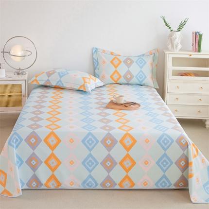 91家纺网 家纺一手货源 找家纺 棉乐町 2025新款原棉老粗布床单款三件套 摩登艺术