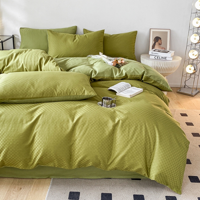 91家纺网 家纺一手货源 找家纺 涵宸家纺 2023新款全棉提花菲比系列四件套 菲比-富贵绿