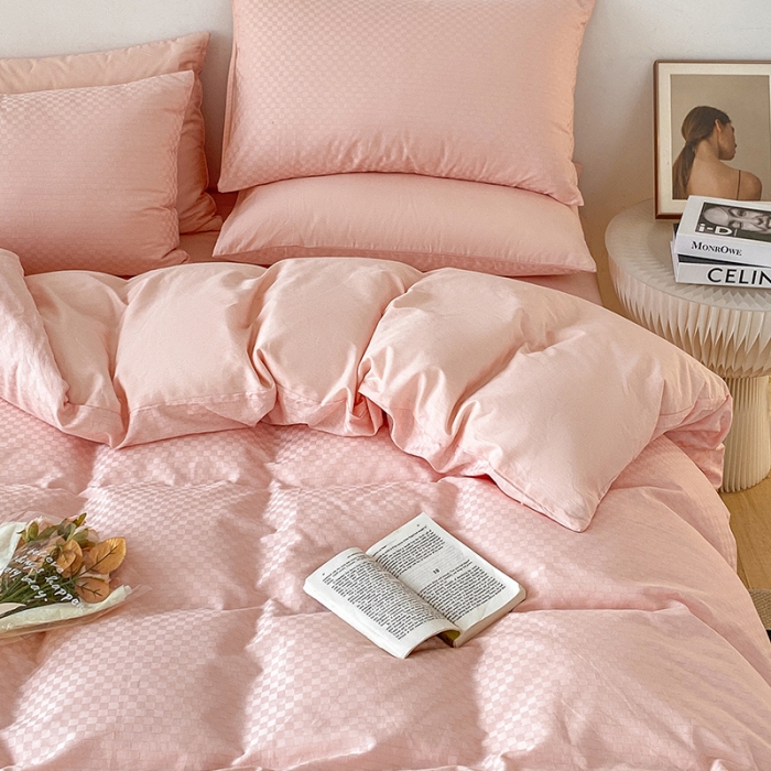 91家纺网 家纺一手货源 找家纺 涵宸家纺 2023新款全棉提花菲比系列四件套 菲比-玫瑰粉