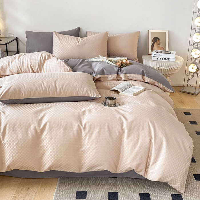 91家纺网 家纺一手货源 找家纺 涵宸家纺 2023新款全棉提花菲比系列四件套 菲比-莎灰