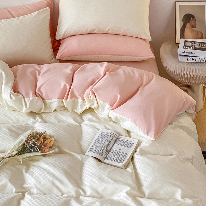 91家纺网 家纺一手货源 找家纺 涵宸家纺 2023新款全棉提花菲比系列四件套 菲比-珍珠粉