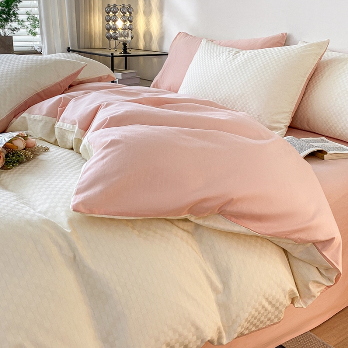 91家纺网 家纺一手货源 找家纺 涵宸家纺 2023新款全棉提花菲比系列四件套 菲比-珍珠粉