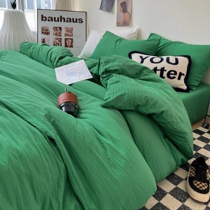 91家纺网 家纺一手货源 找家纺 （总）水墨江南 2023新款超柔水洗棉简约纯色四件套