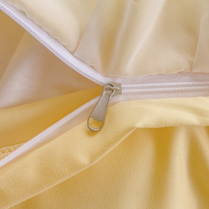 91家纺网 家纺一手货源 找家纺 金米诺 2024新款韩版花边水洗磨毛床裙四件套 奶油黄