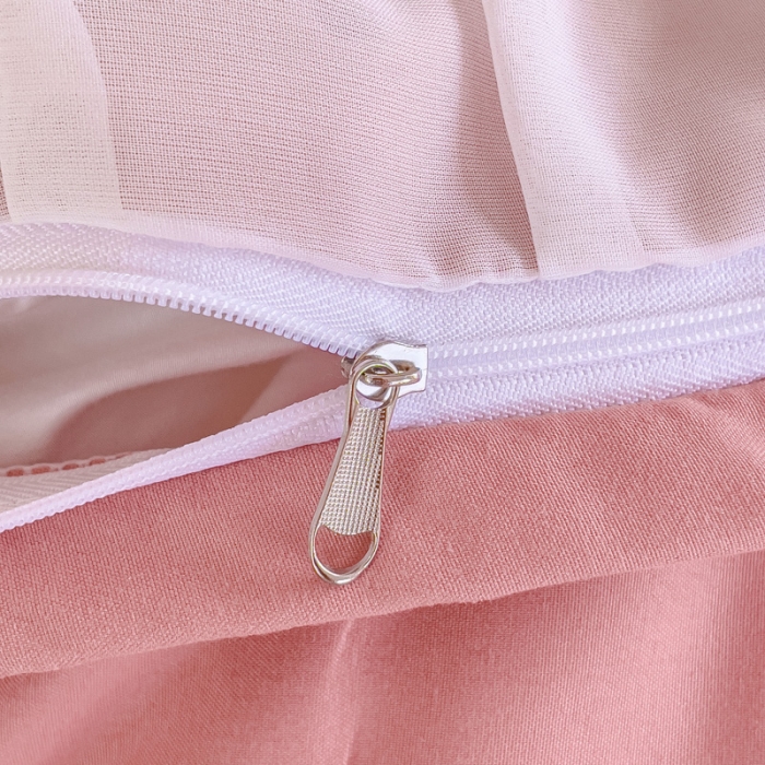 91家纺网 家纺一手货源 找家纺 金米诺 2024新款韩版花边水洗磨毛床裙四件套 豆沙