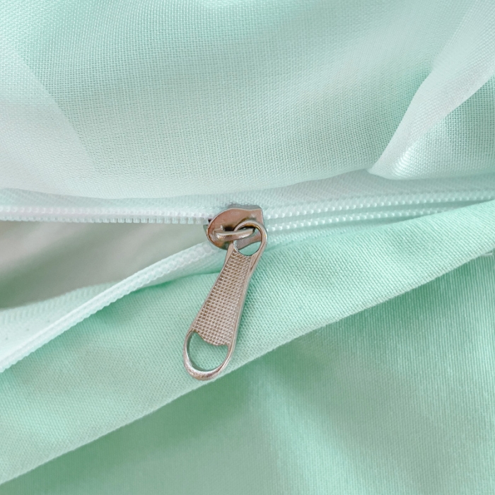 91家纺网 家纺一手货源 找家纺 金米诺 2024新款韩版花边水洗磨毛床裙四件套 浅绿