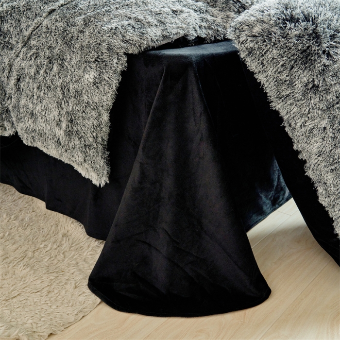 91家纺网 家纺一手货源 找家纺 品尚嘉家纺2025新款扎染水貂绒四件套长毛绒保暖套件 黑色磨白