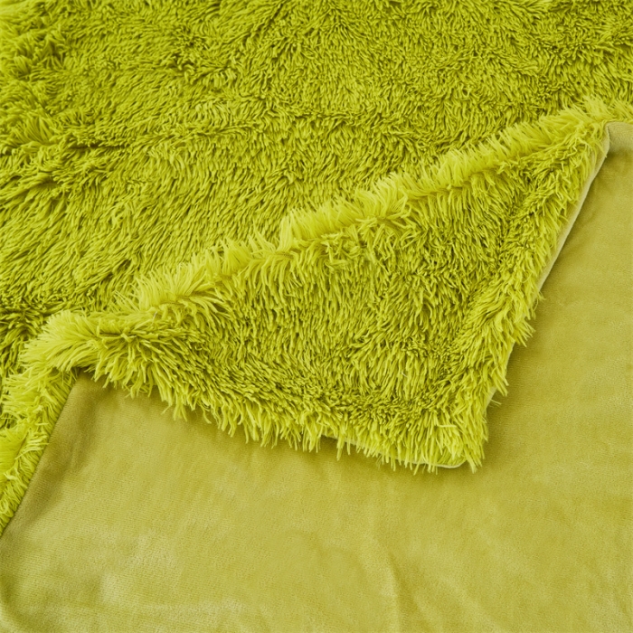 91家纺网 家纺一手货源 找家纺 品尚嘉2025水貂绒毛毯长毛绒法莱绒双层跨境外贸毯子 草绿