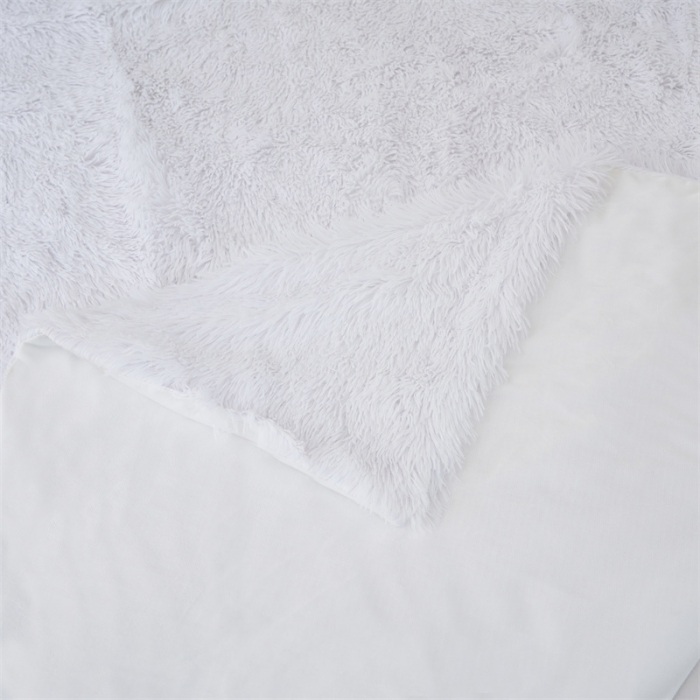91家纺网 家纺一手货源 找家纺 品尚嘉2025水貂绒毛毯长毛绒法莱绒双层跨境外贸毯子 纯白