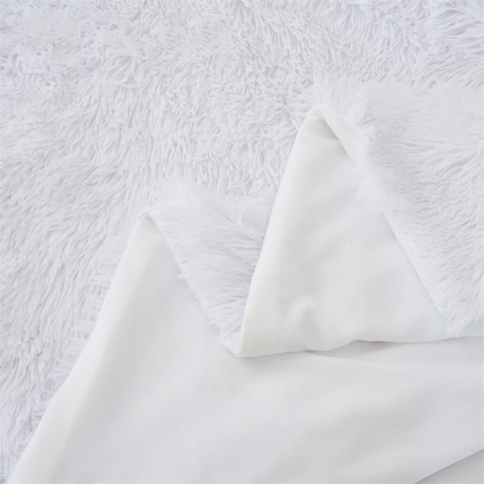 91家纺网 家纺一手货源 找家纺 品尚嘉2025水貂绒毛毯长毛绒法莱绒双层跨境外贸毯子 纯白