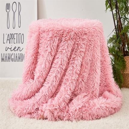 91家纺网 家纺一手货源 找家纺 品尚嘉2025水貂绒毛毯长毛绒法莱绒双层跨境外贸毯子 豆沙粉