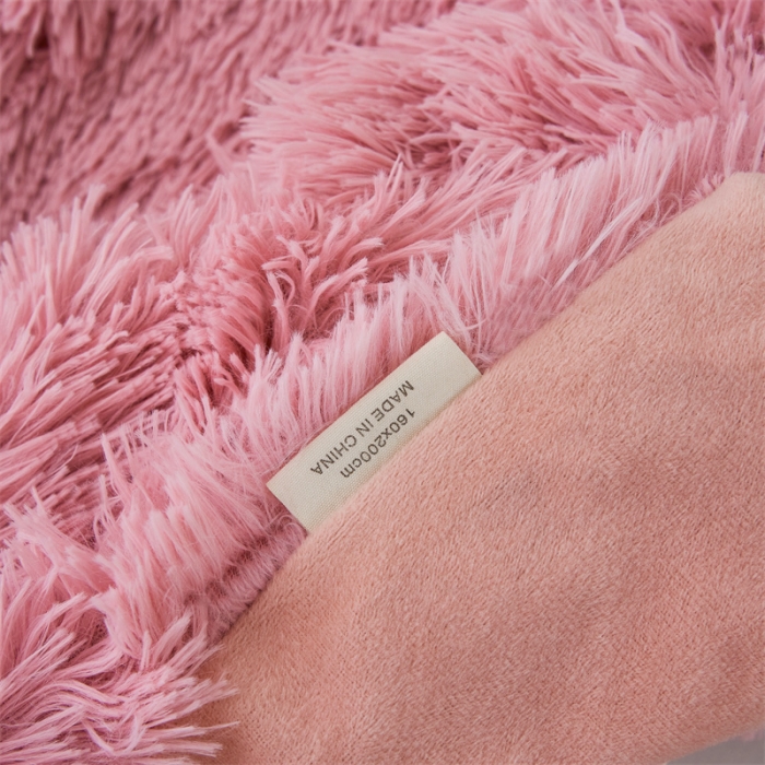 91家纺网 家纺一手货源 找家纺 品尚嘉2025水貂绒毛毯长毛绒法莱绒双层跨境外贸毯子 豆沙粉