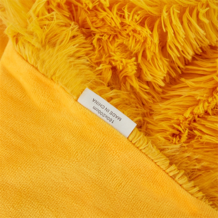 91家纺网 家纺一手货源 找家纺 品尚嘉2025水貂绒毛毯长毛绒法莱绒双层跨境外贸毯子 黄色