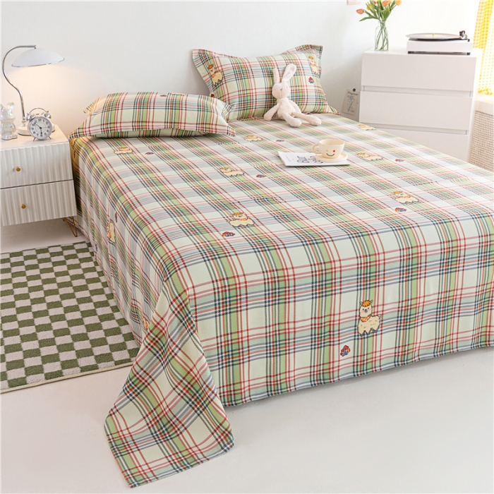 91家纺网 家纺一手货源 找家纺 首爱 2025新款竹纤维凉席三件套 欢乐羊-绿