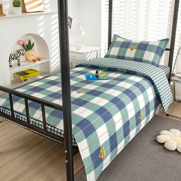 91家纺网 家纺一手货源 找家纺 乐旗 2023新款13372全棉三件套 宝利格-绿