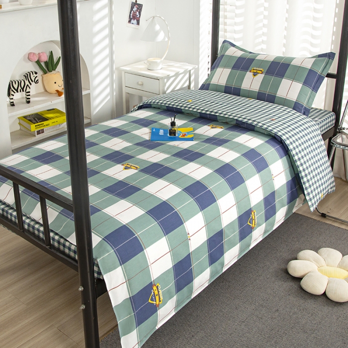 91家纺网 家纺一手货源 找家纺 乐旗 2023新款13372全棉三件套 宝利格-绿