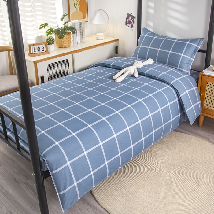 91家纺网 家纺一手货源 找家纺 乐旗 2023新款13372全棉三件套 海蓝格