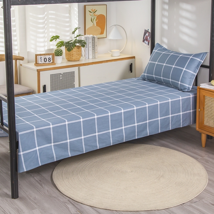 91家纺网 家纺一手货源 找家纺 乐旗 2023新款13372全棉三件套 海蓝格