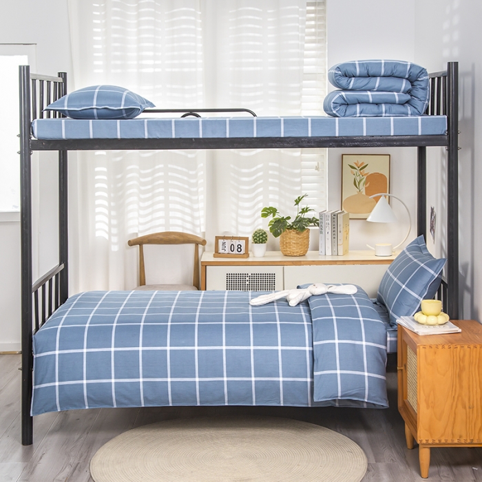 91家纺网 家纺一手货源 找家纺 乐旗 2023新款13372全棉三件套 海蓝格