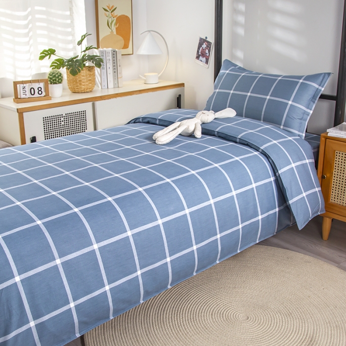 91家纺网 家纺一手货源 找家纺 乐旗 2023新款13372全棉三件套 海蓝格