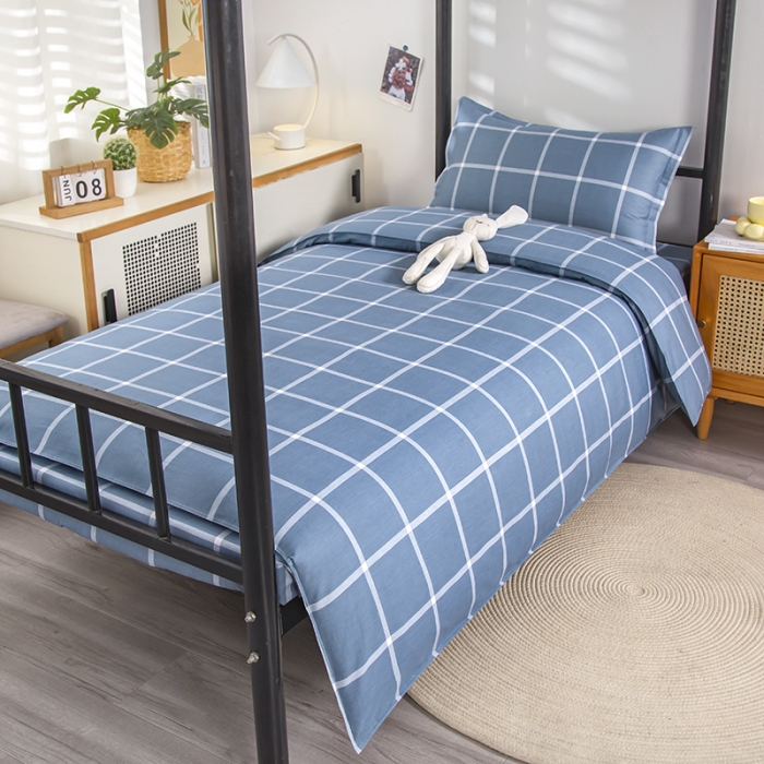 91家纺网 家纺一手货源 找家纺 乐旗 2023新款13372全棉三件套 海蓝格