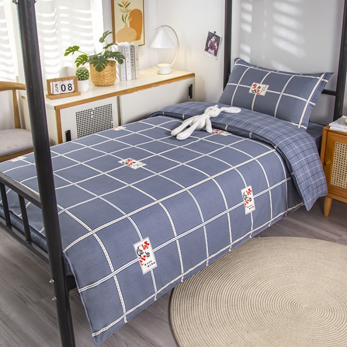 91家纺网 家纺一手货源 找家纺 乐旗 2023新款13372全棉三件套 金榜题名-灰