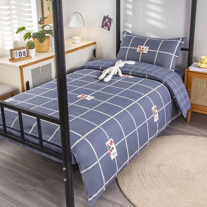 91家纺网 家纺一手货源 找家纺 乐旗 2023新款13372全棉三件套 金榜题名-灰