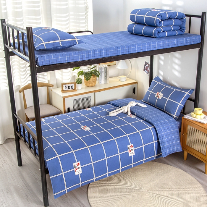 91家纺网 家纺一手货源 找家纺 乐旗 2023新款13372全棉三件套 金榜题名-蓝