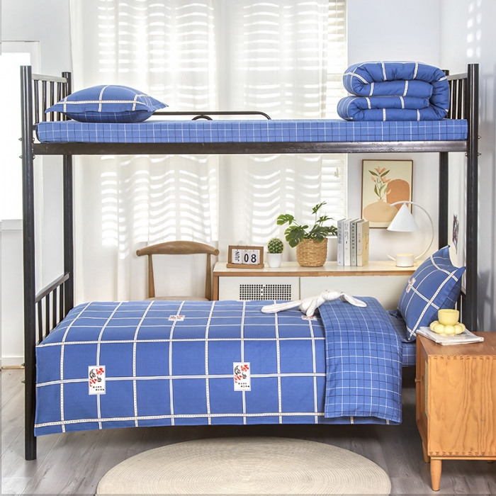 91家纺网 家纺一手货源 找家纺 乐旗 2023新款13372全棉三件套 金榜题名-蓝