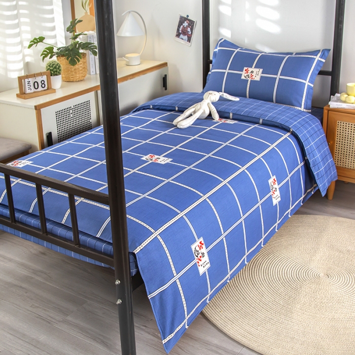 91家纺网 家纺一手货源 找家纺 乐旗 2023新款13372全棉三件套 金榜题名-蓝