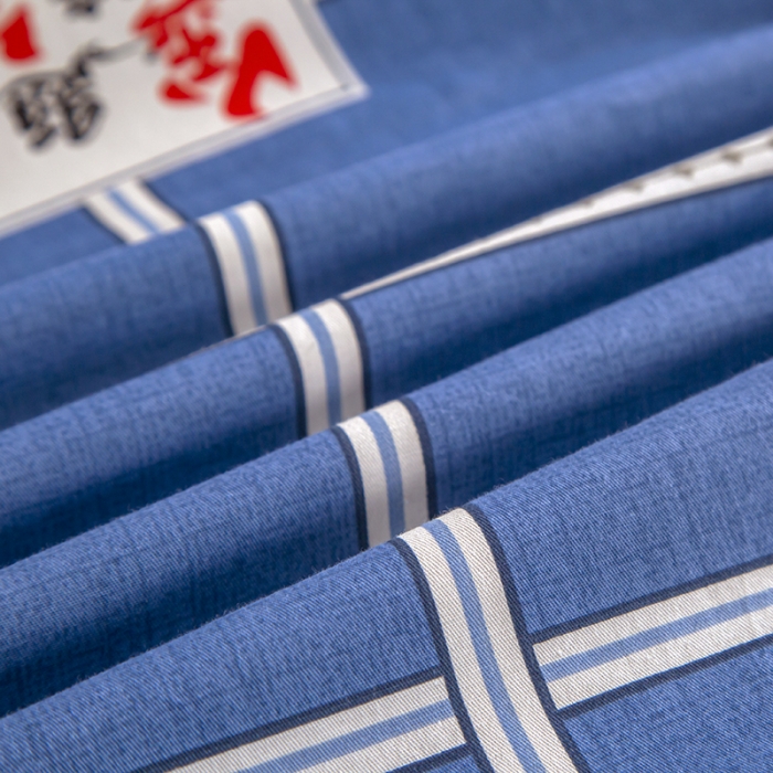 91家纺网 家纺一手货源 找家纺 乐旗 2023新款13372全棉三件套 金榜题名-蓝