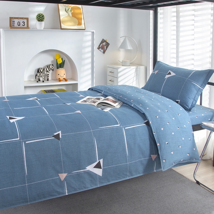 91家纺网 家纺一手货源 找家纺 乐旗 2023新款13372全棉三件套 趣味几何