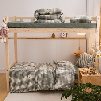 91家纺网 家纺一手货源 找家纺 （总）柠萌 2025新款A类全棉色织水洗棉学生宿舍上下铺全棉三件套