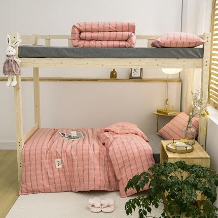 91家纺网 家纺一手货源 找家纺 （总）柠萌 2025新款A类全棉色织水洗棉学生宿舍上下铺全棉三件套