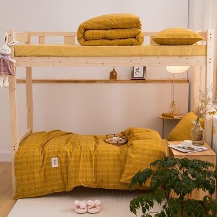 91家纺网 家纺一手货源 找家纺 （总）柠萌 2025新款A类全棉色织水洗棉学生宿舍上下铺全棉三件套