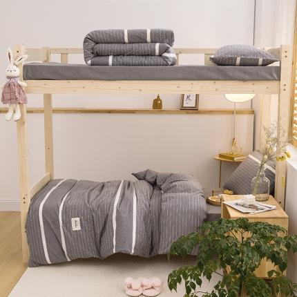 91家纺网 家纺一手货源 找家纺 （总）柠萌 2025新款A类全棉色织水洗棉学生宿舍上下铺全棉三件套