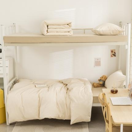 91家纺网 家纺一手货源 找家纺 柠萌 2025新款A类全棉色织水洗棉学生宿舍上下铺全棉三件套 米极细条