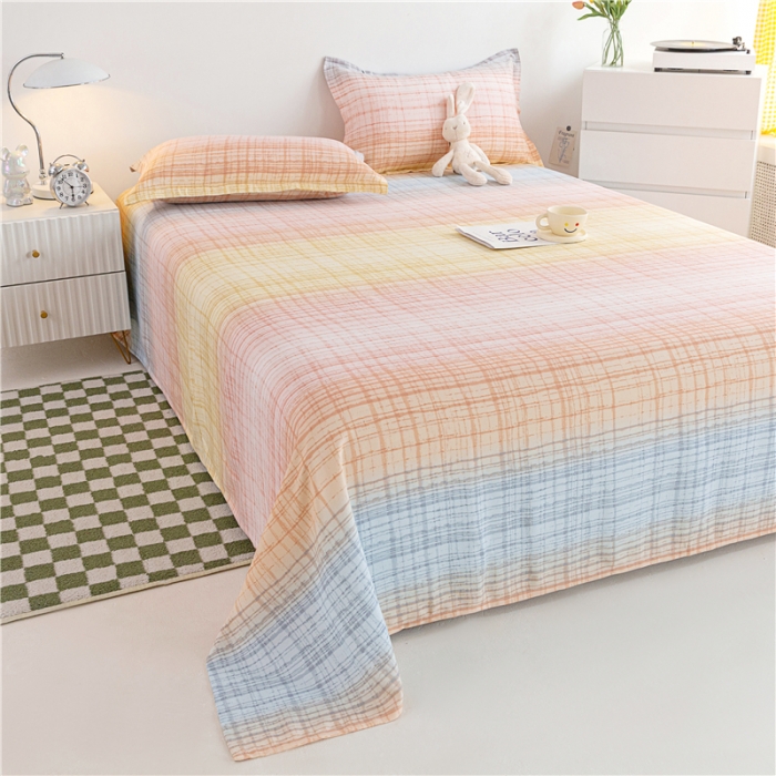 91家纺网 家纺一手货源 找家纺 棉乐町 2025新款竹纤维凉席三件套 晴天-桔