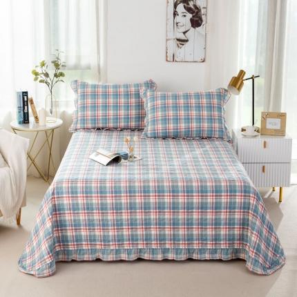 91家纺网 家纺一手货源 找家纺 （总）优姿 2024新款全棉色织水洗棉床盖格子系列床盖三件套