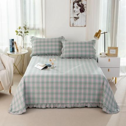 91家纺网 家纺一手货源 找家纺 （总）优姿 2024新款全棉色织水洗棉床盖格子系列床盖三件套