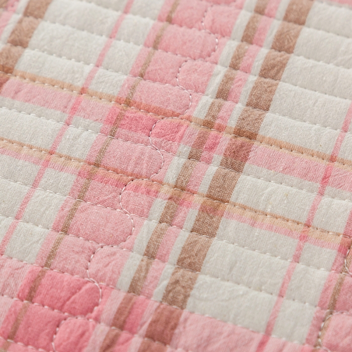 91家纺网 家纺一手货源 找家纺 （总）优姿 2024新款全棉色织水洗棉床盖格子系列床盖三件套