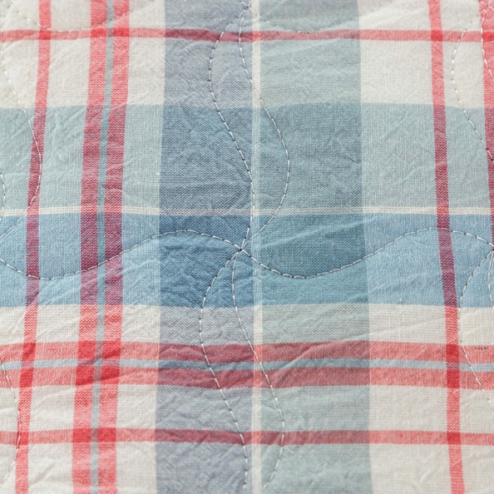 91家纺网 家纺一手货源 找家纺 优姿 2024新款全棉色织水洗棉床盖格子系列床盖三件套 格子蓝