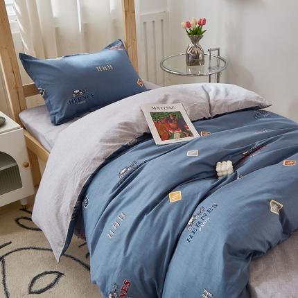 91家纺网 家纺一手货源 找家纺 晶缦家纺 2023新款全棉13372印花三件套 卡尔夫蓝