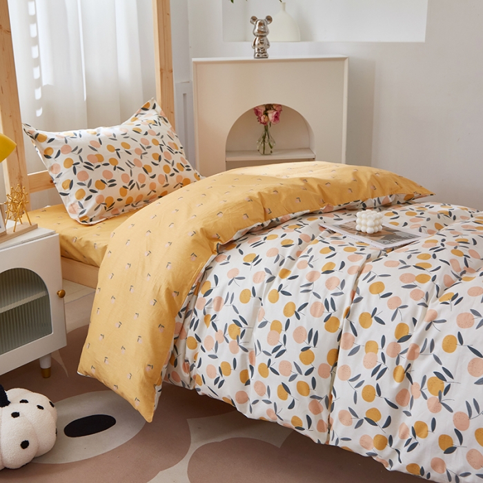 91家纺网 家纺一手货源 找家纺 晶缦家纺 2023新款全棉13372印花三件套 橙意浓浓